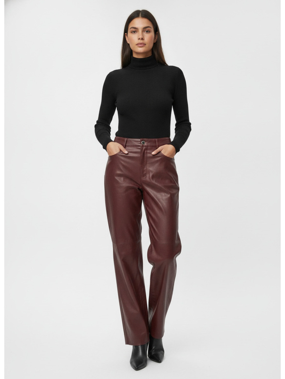 Lulus vegan leather open minded brown western biker edgy relaxed pants small